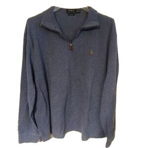 Polo Ralph Lauren Estate Rib Sweater Mens Size XXL 2XL Blue 1/4 Zip Long Sleeve